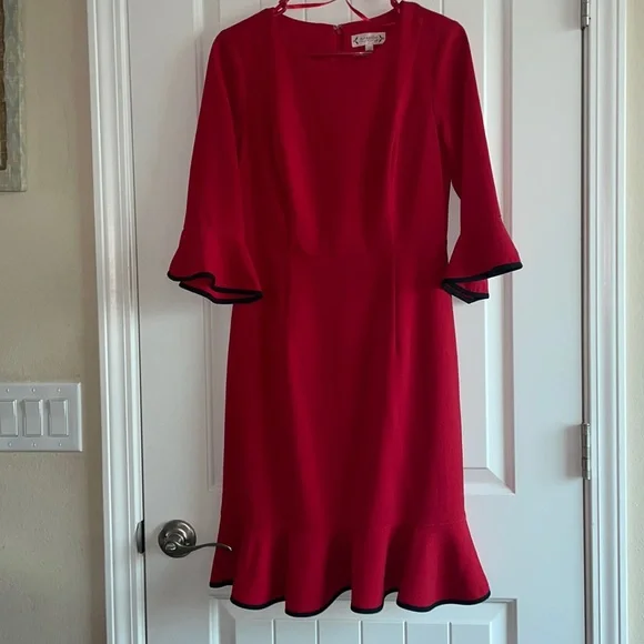 Bnwot Nanette Nanette Lepore sz4 red dress with black trim - Picture 1 of 6